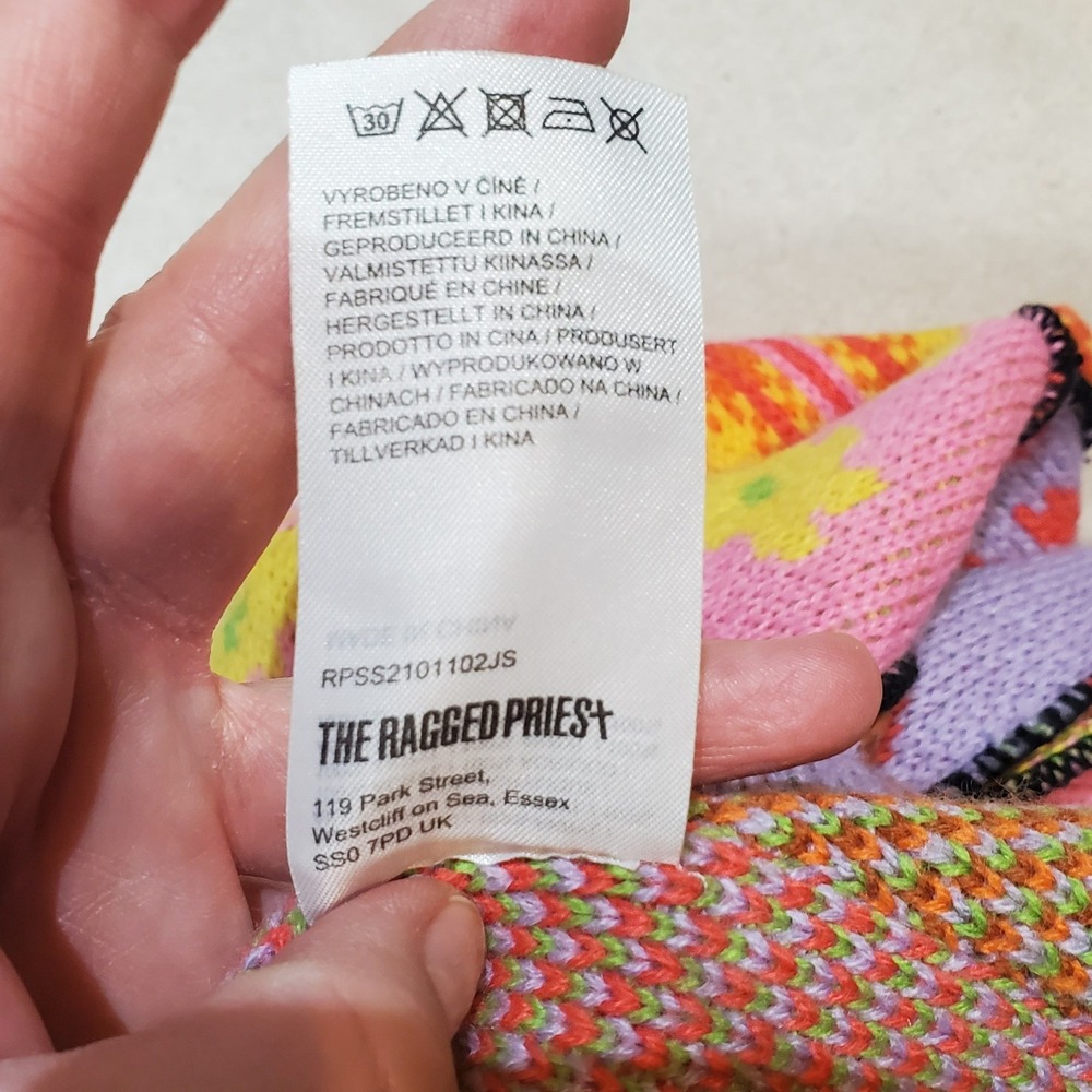 The Ragged Priest Cropped Shrunken Patch Work Knit Tank Top Sweater Vest M - Picture 6 of 6